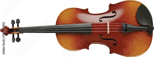 The image shows a violin, a stringed musical instrument. Here's a breakdown of its key features: