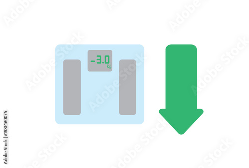 -3キロの減量を表示したヘルスメーター（体重計）
