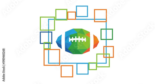 Abstract Football Globe with Connected Squares.