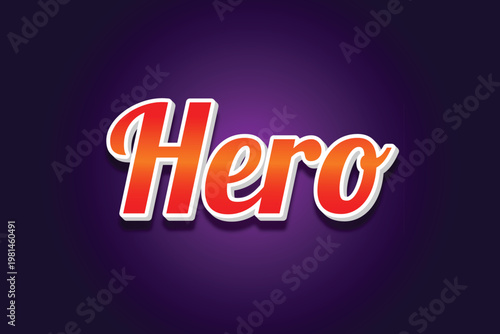 The word Hero in bold orange and red letters with a white border on a dark purple background