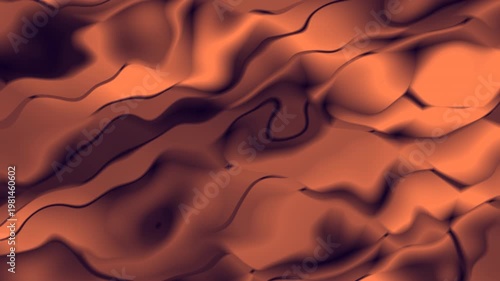 Fractal Dark Peach Satin Seamless Loop Background Elegant Muted Orange Silk Flow Smooth Ripple Backdrop