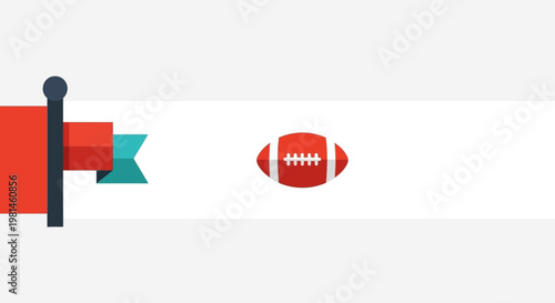 American Football and Flag on White Background.