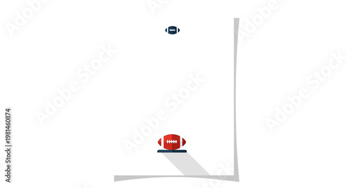 American Football Ball and Goalpost on White Background.