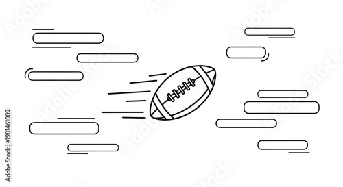 American Football Flying Through the Air Motion Lines.