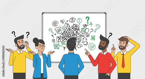 Business people confused in meeting.