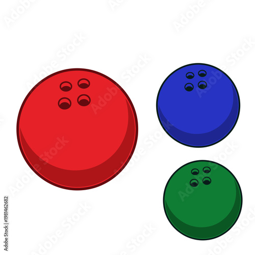 Three Colorful Bowling Balls: Red, Blue, and Green