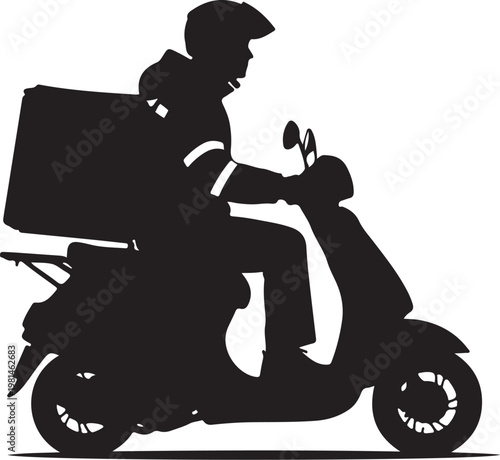 Delivery rider on scooter with large box