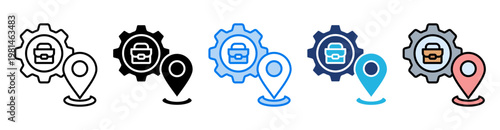 Work location icon set multiple style collection
