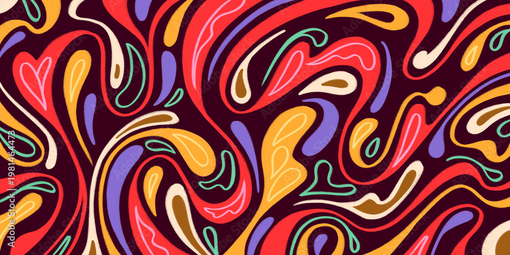 Obraz premium Abstract fluid art illustration background. Colorful organic liquid shapes backdrop.