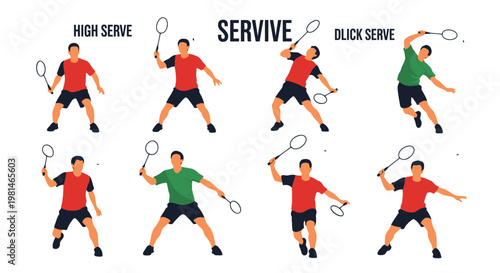 Badminton Serve Techniques: High Serve, Flick Serve, and Servive Explained with Illustrations