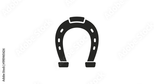 Black horseshoe icon on white background, symbol of luck and protection
