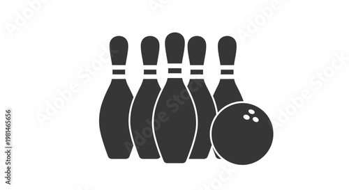 Bowling pins and ball icon, sport game symbol, graphic resource