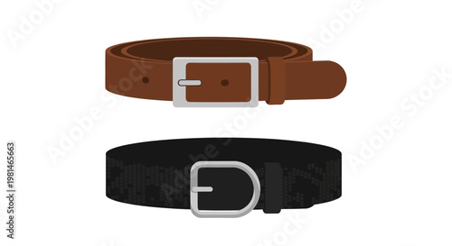 Brown and Black Leather Belts with Metal Buckles, Fashion Accessories