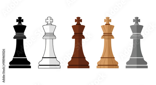 Diverse Chess King Pieces Collection - Black, White, Brown, Tan, Gray