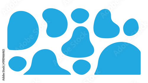 Abstract blue shapes and blobs with abstract background irregular composition decoration template minimalist isolated