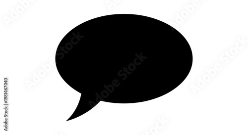 A simple black speech bubble icon on a white background