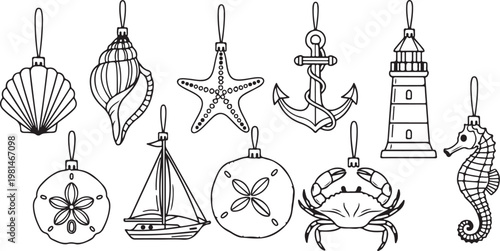 Illustrations of various types of bells and chandeliers Vector