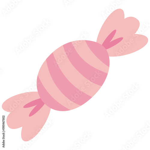 Pink Wrapped Candy Vector Flat Design Cute Sweet Illustration