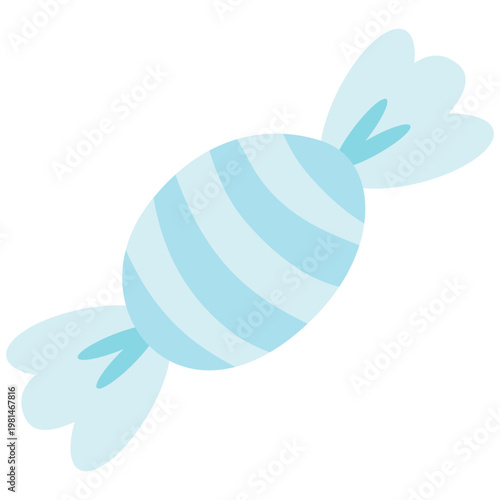Sky Blue Wrapped Candy Vector Flat Design Cute Sweet Illustration