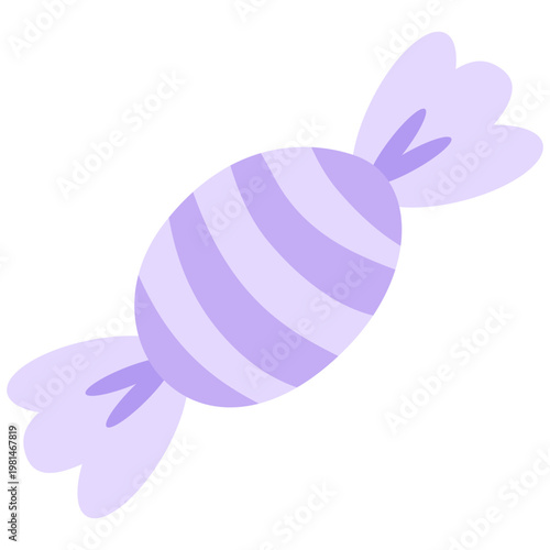 Purple Wrapped Candy Vector Flat Design Cute Sweet Illustration