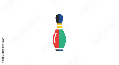 Bowling Pin Vector Illustration, Modern Flat Graphic Design Icon for Sports and Leisure Activity Branding, Minimalist Stylized Athletic Equipment Symbol