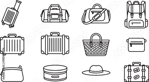 Various vintage and modern vehicles and transport modes illustrated in black and white Vector