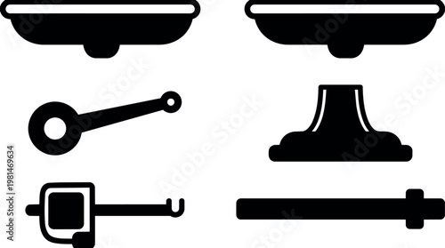 Vintage kitchen tool parts silhouette collection