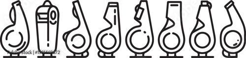 Hand-drawn collection of musical instruments in black and white Vector