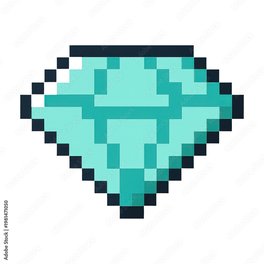 Fototapeta premium PNG Pixelated teal diamond illustration.
