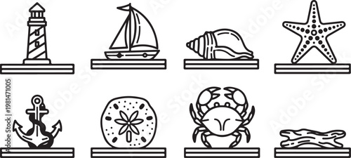 Symbols of maritime heritage and nature's forces Vector