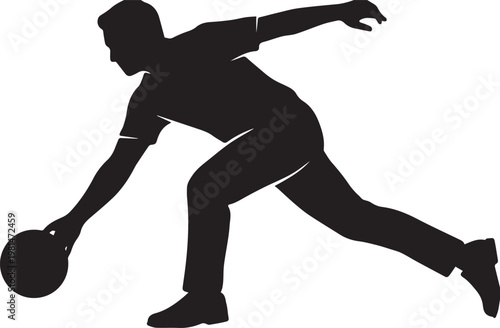A Male Bowler Throwing a Ball Against a White Background
