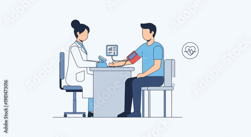 Doctor measuring patient's blood pressure, healthcare checkup, medical examination