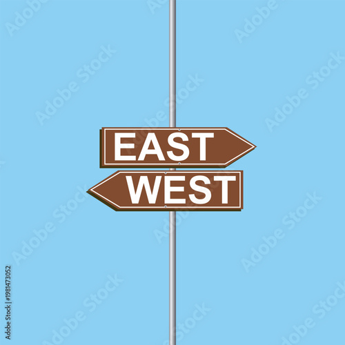 east vs west Directional Road Sign Vector