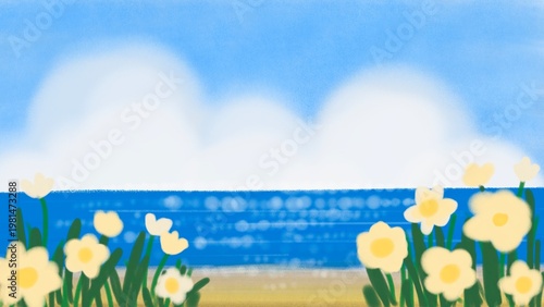 Vászonkép Fresh Littoral Garden Scene with Soft Vapor Canopy