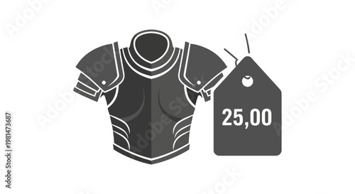 Medieval Armor with Price Tag - Fantasy Game Asset, Historical Protection Gear