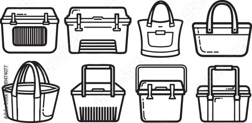 Various styles of handbags and purses in a flat design illustration Vector