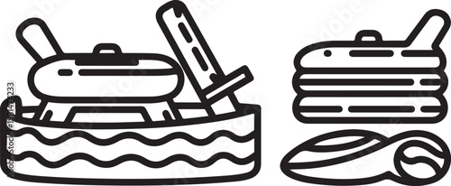 Close-up of a black car tire with deep tread pattern Vector