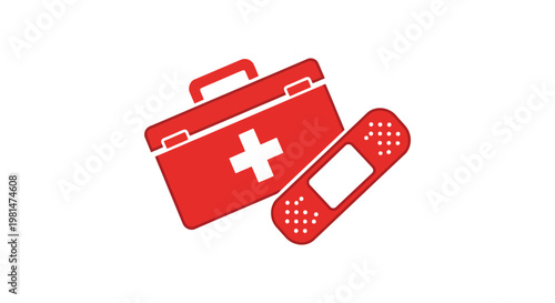 Red First Aid Kit Box Medical.