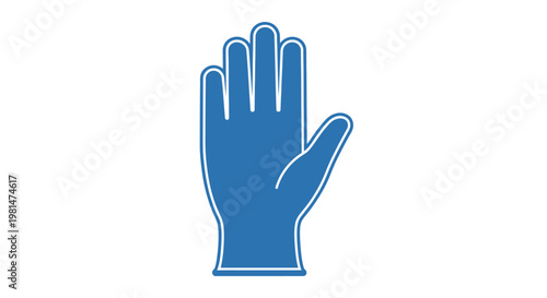 Blue Hand Icon Graphic Symbol.