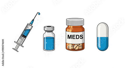 Medical supplies and pills.