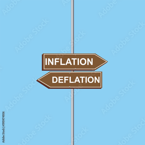 inflation vs deflation Directional Road Sign Vector