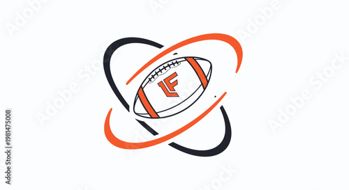 American Football Emblem with Orbiting Rings.
