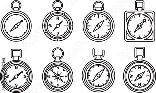 Clock and watch diagrams showing internal mechanisms and components Vector