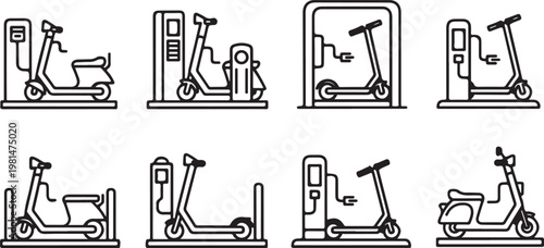 Various steps of a person using a wheelchair in different doorways Vector