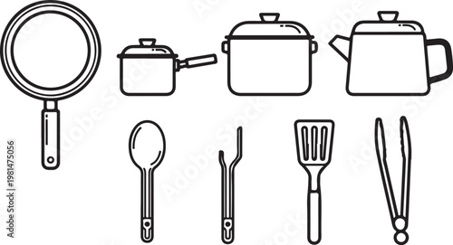 Assorted kitchen utensils and gadgets neatly arranged for organization Vector