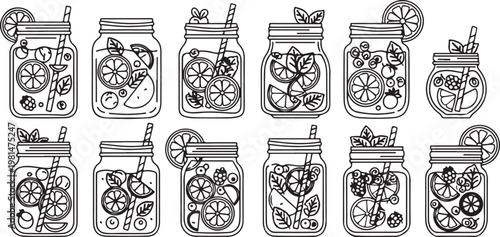 Collection of vintage perfume bottles with intricate floral designs Vector