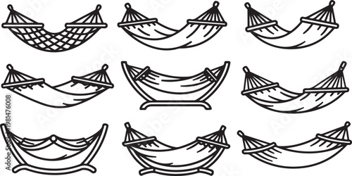 Line drawings of various boat shapes and designs on water Vector