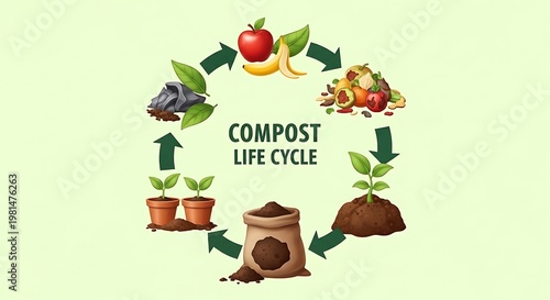 Compost Life Cycle Diagram for Sustainable Waste Management and Recycling