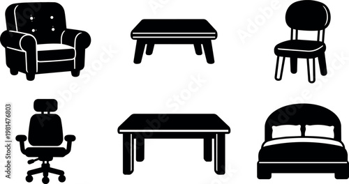 Chair table sofa bed and office chair icons