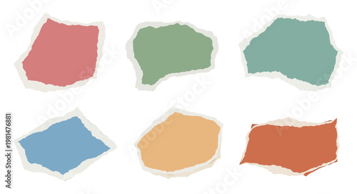 Colorful Torn Paper Scraps Collection, Abstract Background Elements